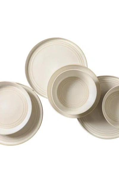 Stone Lain Claire Stoneware 4-piece Dinner Plate Set In Neutral