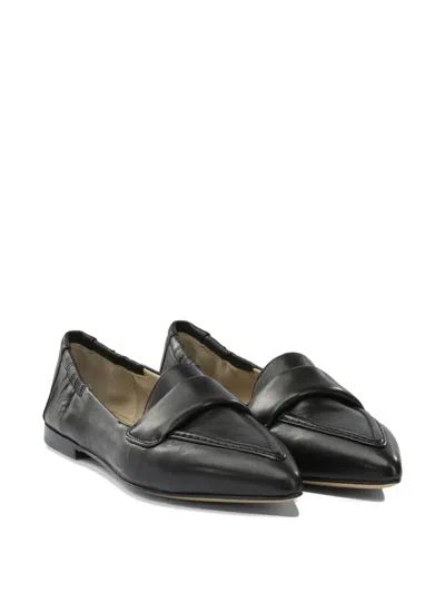 Pomme D'or Grace Pointed Leather Loafers In Black