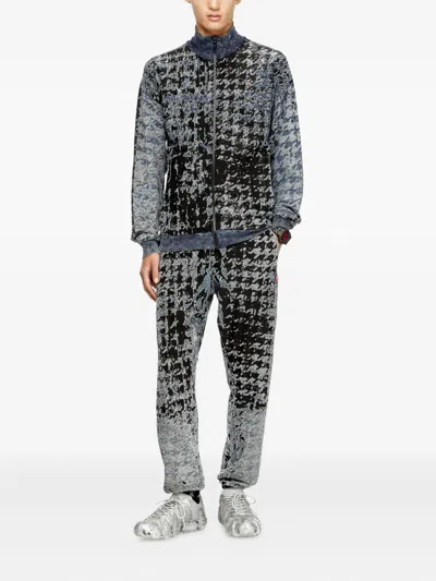 Diesel Houndstooth Bomber Jacket In Blue