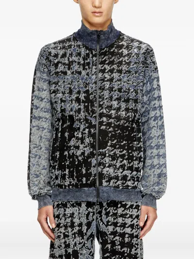 Diesel Houndstooth Bomber Jacket In Blue