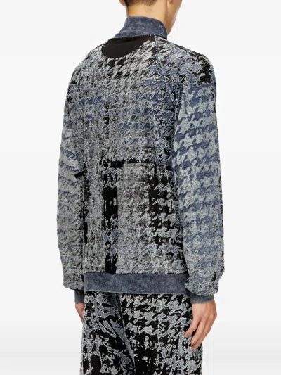 Diesel Houndstooth Bomber Jacket In Blue