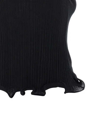 Fendi High Neck Fitted Sleeveless Top With Ruffles Clothing In Black