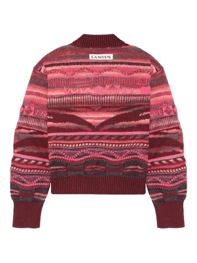 Laneus Patterned Sweater In Red