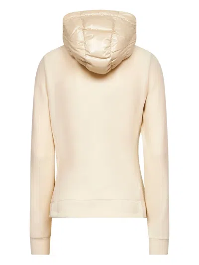 Moncler Ivory Zip-up Hooded Padded Cardigan In Neutral