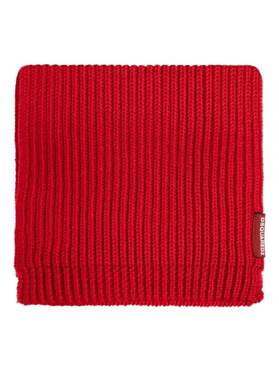 Dsquared2 Ribbed Beanie And Scarf Set In Red