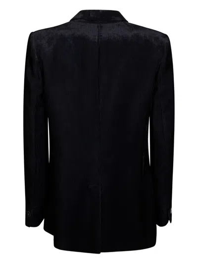Forte Forte Tailored Black Acetate Jacket With Notched Lapels And Single-button Closure In Black