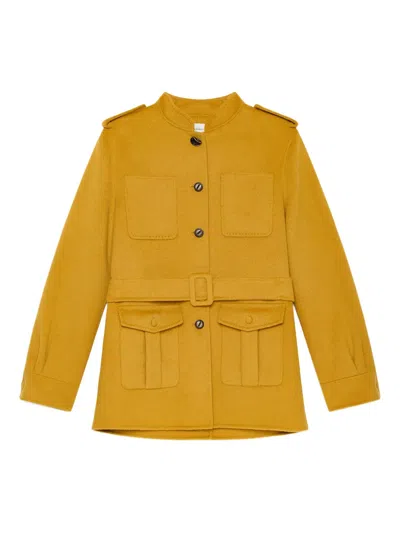 Maliparmi Belted Patch-pocket Military Coat In Orange