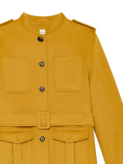 Maliparmi Belted Patch-pocket Military Coat In Orange