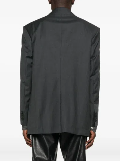 Feng Chen Wang Patchwork Single-breasted Blazer In Gray