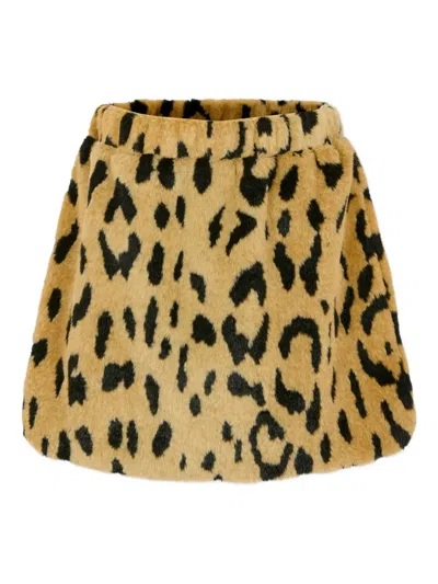 Msgm Leopard Skirt In Neutral