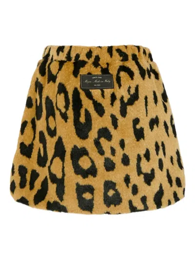 Msgm Leopard Skirt In Neutral