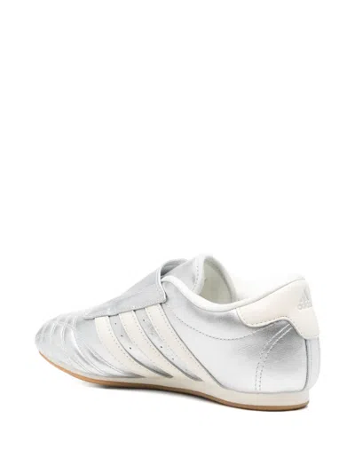 Adidas Originals Three-stripe Metallic-leather Sneakers In White