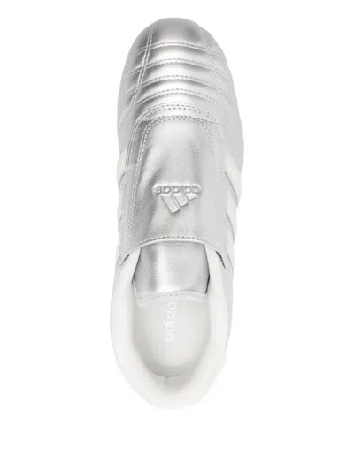 Adidas Originals Three-stripe Metallic-leather Sneakers In White
