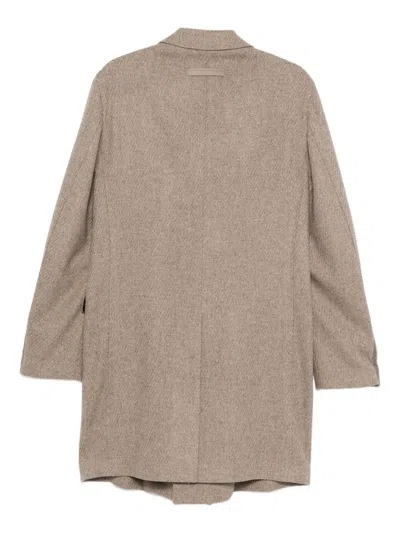 Zegna Flap-pocket Double-breasted Coat In Neutral