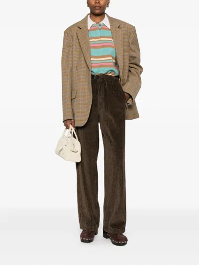 White Sand Drawstring-waist Pants In Brown