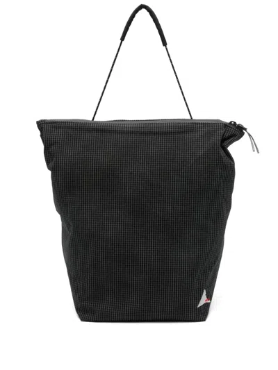 GRID-PATTERN TOP-HANDLE SHOULDER BAG
