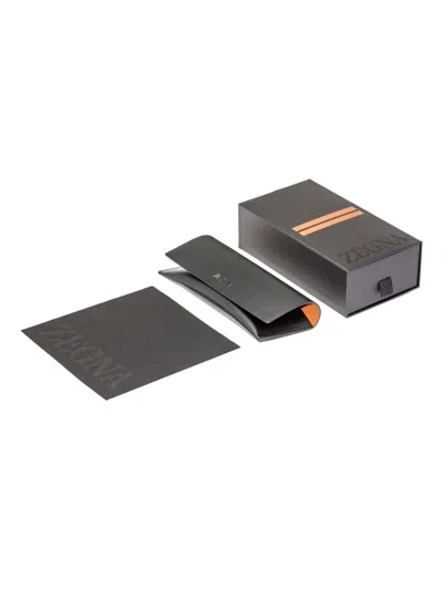 Zegna Keyhole-bridge Rectangular Glasses In Black