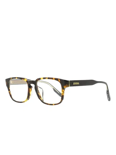 Zegna Rectangular Keyhole-bridge Glasses In Black