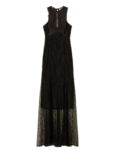 Twinset Long Dress With Applique In Black