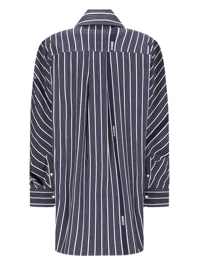 Jacquemus Striped Long Sleeve Shirt Dress In Blue
