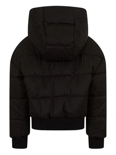 Balmain Hooded Pattern Jacket In Black
