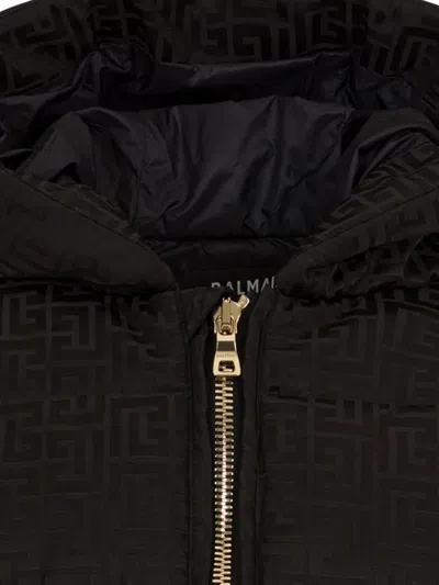 Balmain Hooded Pattern Jacket In Black
