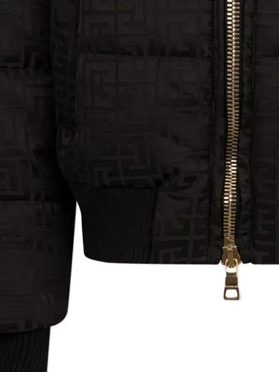 Balmain Hooded Pattern Jacket In Black