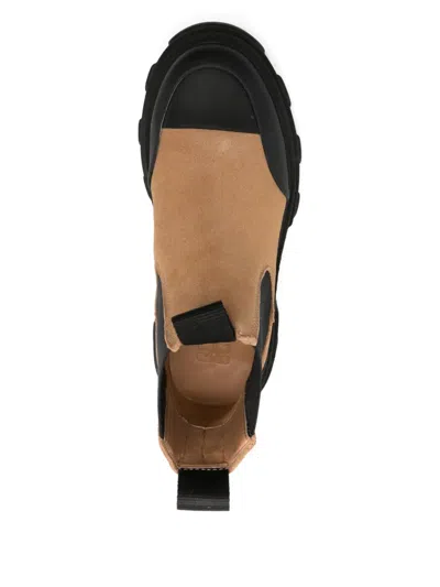 Ganni Boots Cleated Low Chelsea Suede In Brown