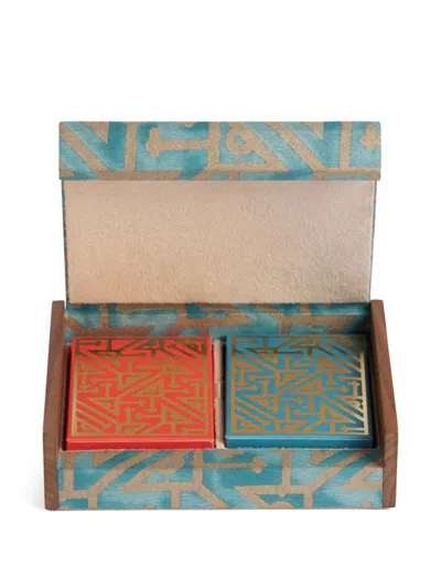 L'objet Fortuny Playing Cards Set With Storage Box In Blue