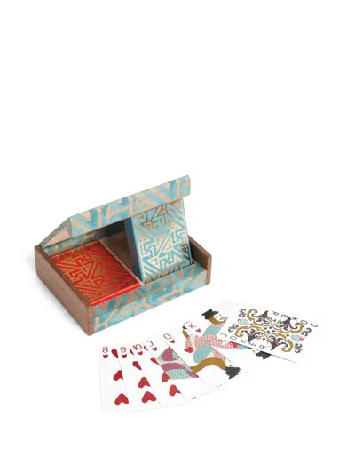 L'objet Fortuny Playing Cards Set With Storage Box In Blue