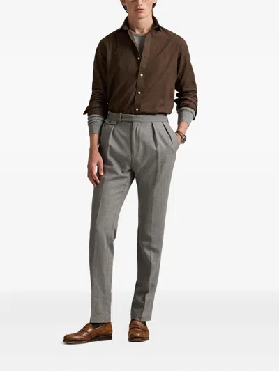 Polo Ralph Lauren Brushed Twill Sport Shirt Alpine Brown Heather In Brown