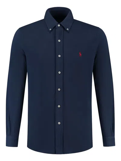 Polo Ralph Lauren Collared Tailored Shirt With Curved Hem In Blue