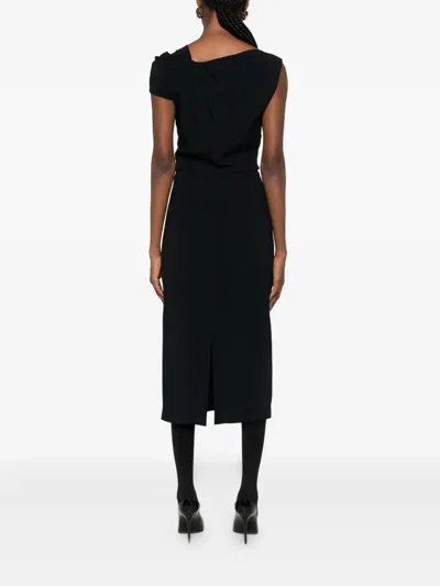Givenchy Draped-detail One-shoulder Midi Dress In Black