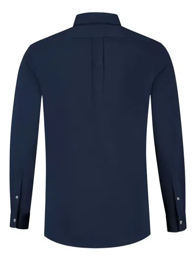 Polo Ralph Lauren Collared Tailored Shirt With Curved Hem In Blue