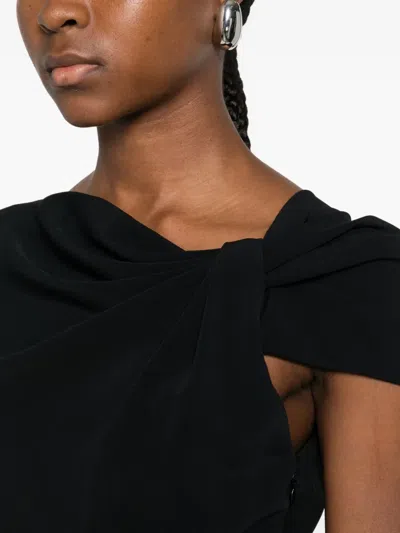 Givenchy Draped-detail One-shoulder Midi Dress In Black