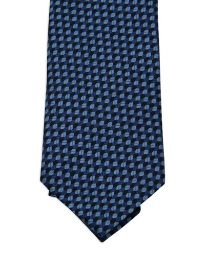 Zegna Geometric-pattern Tie In Blue