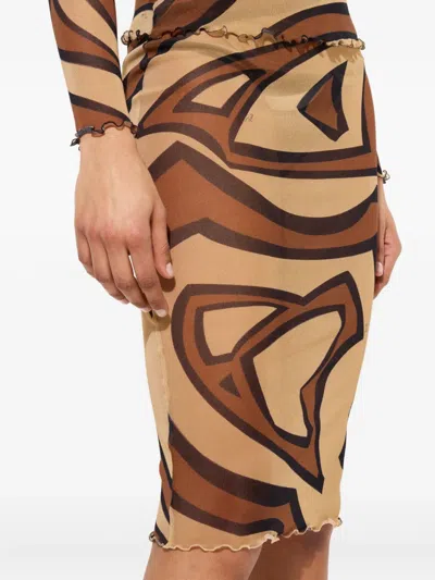 Pucci Labirinto-print Midi Skirt In Brown