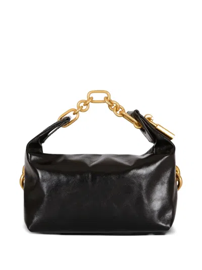 Balmain Sync Black Mini Handbag With Chain-link And Logo Plaque In Leather Woman In Black