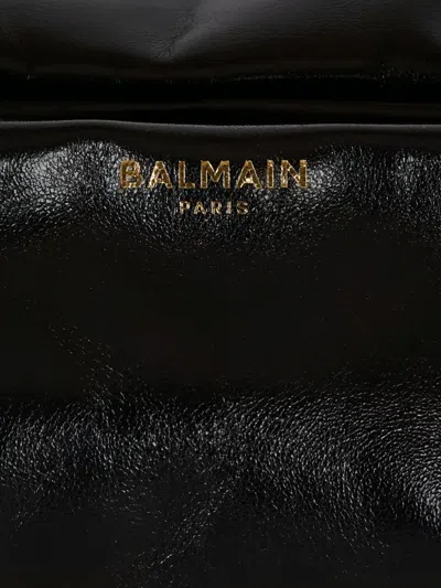 Balmain Sync Black Mini Handbag With Chain-link And Logo Plaque In Leather Woman In Black