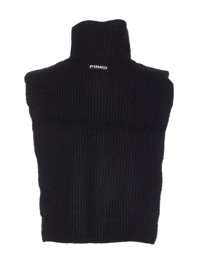 Pinko Cipro Knitted Neck Warmer With Zip In Black