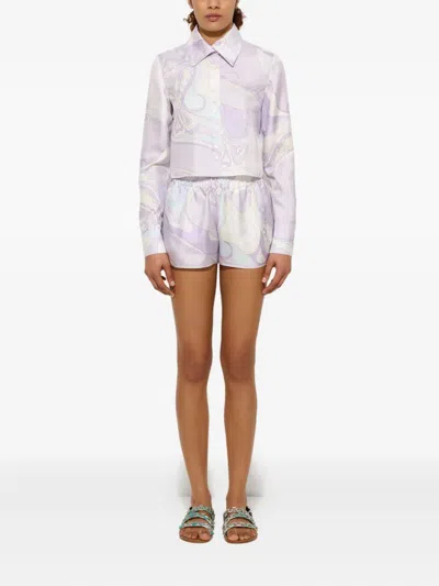 Pucci Orchidee-print Silk Shirt In Purple