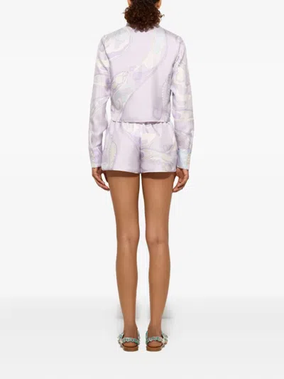 Pucci Orchidee-print Silk Shirt In Purple