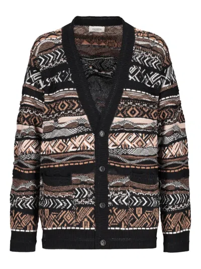 Laneus Patterned Cardigan In Black