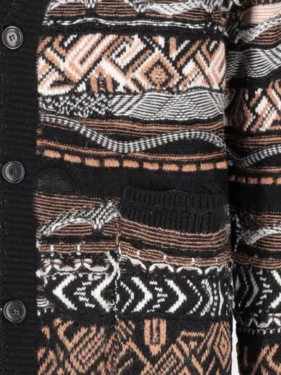 Laneus Patterned Cardigan In Black