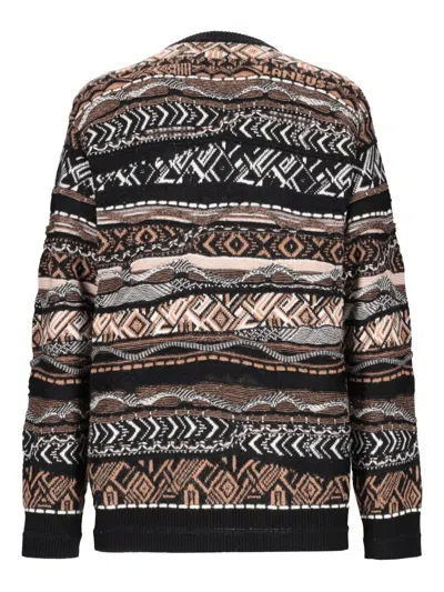 Laneus Patterned Cardigan In Black