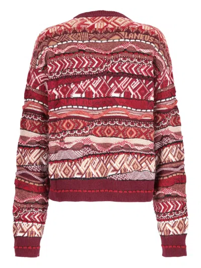 Laneus Patterned-jacquard Sweater In Red