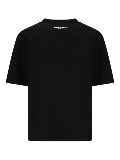 Dsquared2 Casual Cotton T-shirt With Nighttime Cityscape Print In Black
