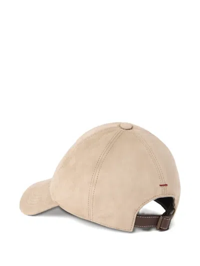 Brunello Cucinelli Embroidered Suede Baseball Cap In Neutral