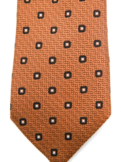 Zegna Geometric-patterned Tie In Orange