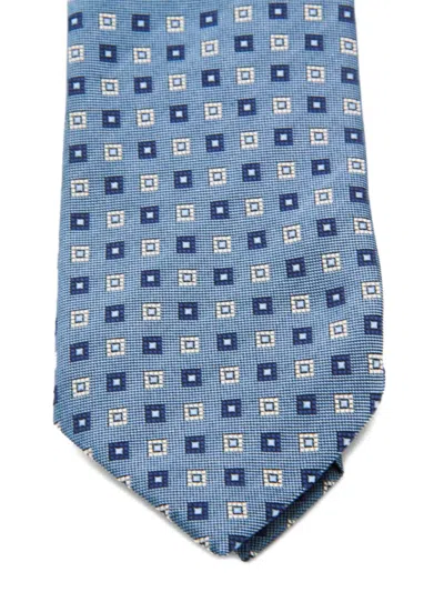Zegna Geometric-pattern Tie In Blue